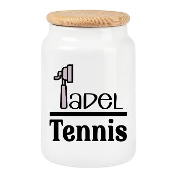 Kaffee Padel-Tennis Padel - Keksdose mit Holzdeckel - Weiß - Vorne