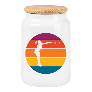 tennis - Boîte à biscuits avec couvercle en bois - blanc - Devant