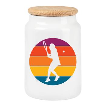 tennis - Boîte à biscuits avec couvercle en bois - blanc - Devant