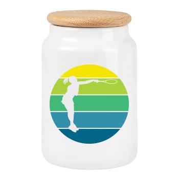 tennis - Boîte à biscuits avec couvercle en bois - blanc - Devant