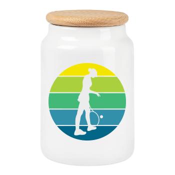 tennis - Boîte à biscuits avec couvercle en bois - blanc - Devant