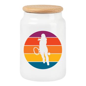 tennis - Boîte à biscuits avec couvercle en bois - blanc - Devant