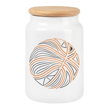 Pivot de filet, orange noir - Boîte à biscuits avec couvercle en bois - blanc - Devant