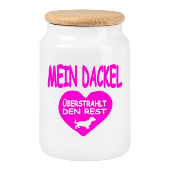 Teckel - Boîte à biscuits avec couvercle en bois - blanc - Devant