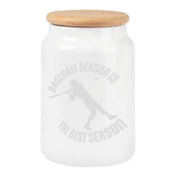 Baseball Season Is The Best Season Fan Spiel Sport - Keksdose mit Holzdeckel - Weiß - Vorne