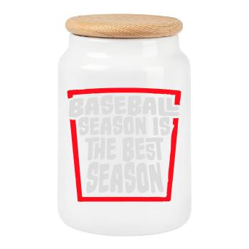 Baseball Season Is The Best Season Fan Game Sports - Cookie Jar with Wooden Lid - white - Front