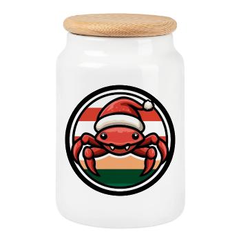 Le crabe de Noël dans un style festif - Boîte à biscuits avec couvercle en bois - blanc - Devant