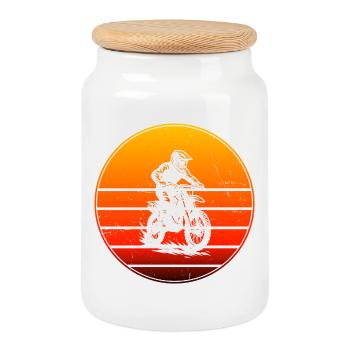 Grand cadeau de motocross pour le motocross - Boîte à biscuits avec couvercle en bois - blanc - Devant