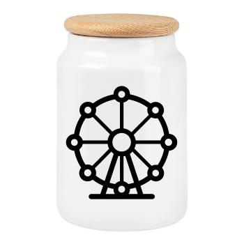 Ferris wheel - Cookie Jar with Wooden Lid - white - Front