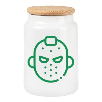Hockey sur glace Maskikon - Boîte à biscuits avec couvercle en bois - blanc - Devant