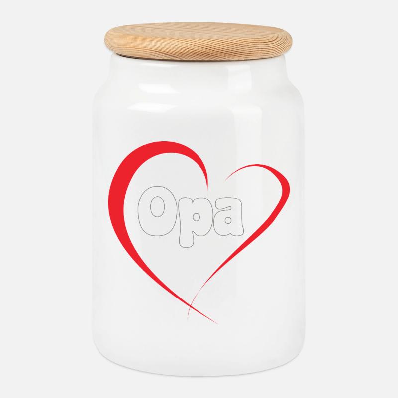 Opa Herzliebe Design - Keksdose mit Holzdeckel - Weiß