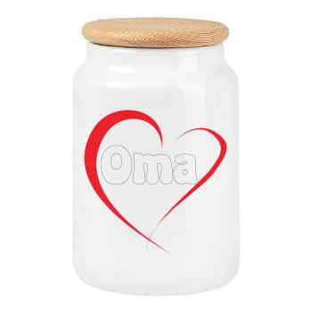 Oma Herzliebe - Keksdose mit Holzdeckel - Weiß - Vorne
