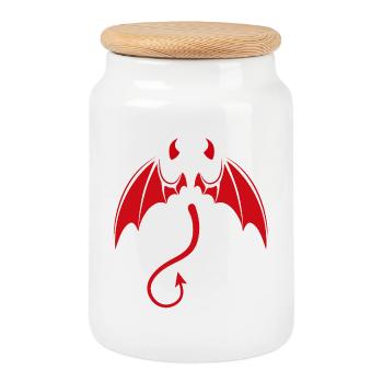 Dragon Démon Rouge aux Ailes - Boîte à biscuits avec couvercle en bois - blanc - Devant