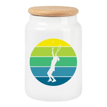 tennis - Boîte à biscuits avec couvercle en bois - blanc - Devant