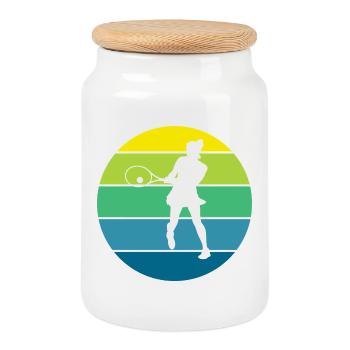 tennis - Boîte à biscuits avec couvercle en bois - blanc - Devant
