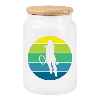 tennis - Boîte à biscuits avec couvercle en bois - blanc - Devant