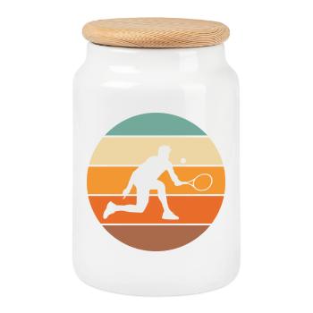 tennis - Boîte à biscuits avec couvercle en bois - blanc - Devant