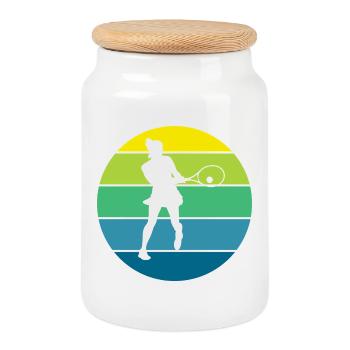 tennis - Boîte à biscuits avec couvercle en bois - blanc - Devant