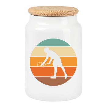 tennis - Boîte à biscuits avec couvercle en bois - blanc - Devant