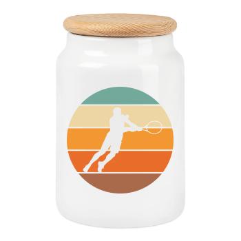 tennis - Boîte à biscuits avec couvercle en bois - blanc - Devant