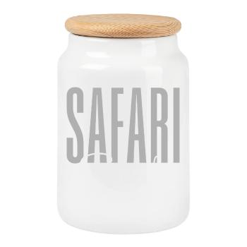 Safari Squad – Explorateur de voyage d’aventure pour la faune sauvage - Boîte à biscuits avec couvercle en bois - blanc - Devant