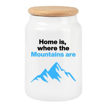 La maison est là où se trouvent les montagnes, Berge - Boîte à biscuits avec couvercle en bois - blanc - Devant