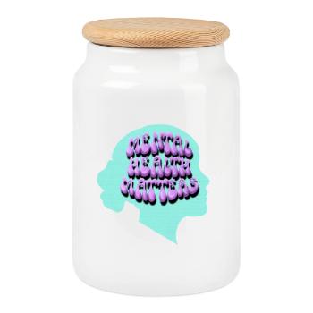 Mental Health Matters Pop Art - Cookie Jar with Wooden Lid - white - Front