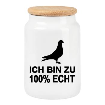 Tauben - Keksdose mit Holzdeckel - Weiß - Vorne