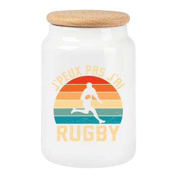 I can't I have rugby gift rugby - Cookie Jar with Wooden Lid - white - Front