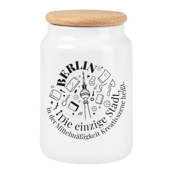Motif créatif de la Tour de Berlin - Boîte à biscuits avec couvercle en bois - blanc - Devant