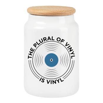 The Plural Of Vinyl Is Vinyl Record Lover Graphic - Cookie Jar with Wooden Lid - white - Front