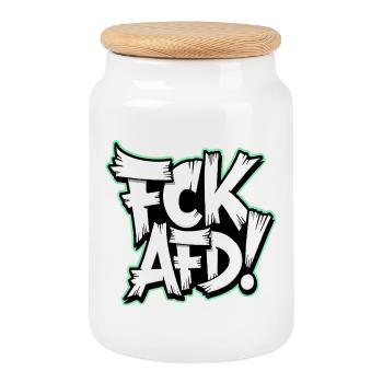 Déclaration politique de FCK AFD contre la droite - Boîte à biscuits avec couvercle en bois - blanc - Devant