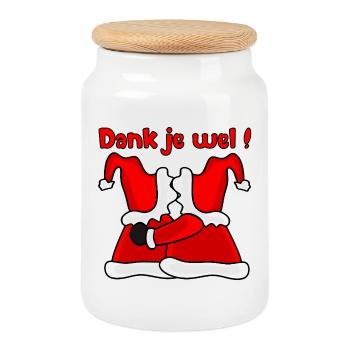 Danke, Weihnachtsmann - Keksdose mit Holzdeckel - Weiß - Vorne