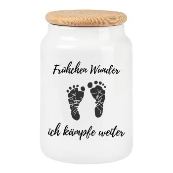 Frühchen Wunder – Ich kämpfe weiter Design - Keksdose mit Holzdeckel - Weiß - Vorne