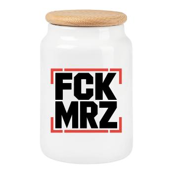Copie du logo FCK MAR - Anti-CDU/CSU - Boîte à biscuits avec couvercle en bois - blanc - Devant