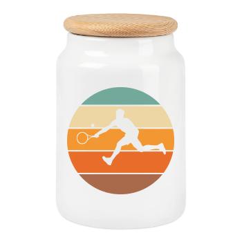tennis - Boîte à biscuits avec couvercle en bois - blanc - Devant