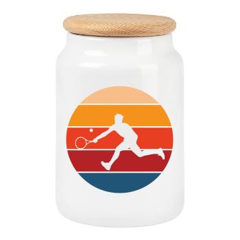 tennis - Boîte à biscuits avec couvercle en bois - blanc - Devant