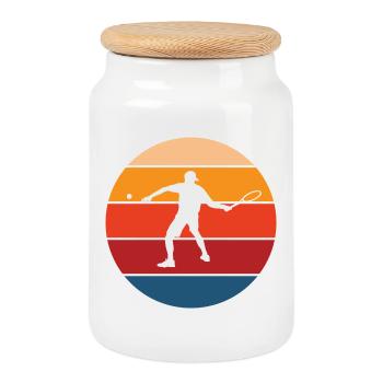 tennis - Boîte à biscuits avec couvercle en bois - blanc - Devant
