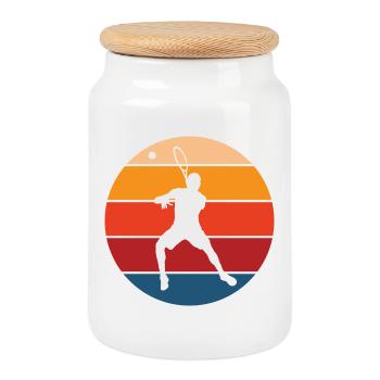 tennis - Boîte à biscuits avec couvercle en bois - blanc - Devant
