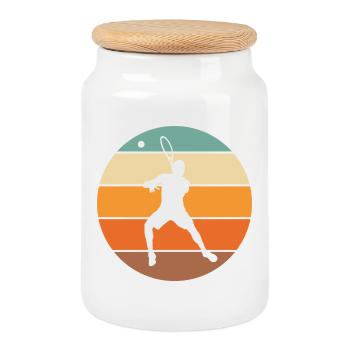 tennis - Boîte à biscuits avec couvercle en bois - blanc - Devant