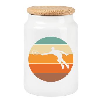 Tennis - Cookie Jar with Wooden Lid - white - Front