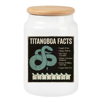 Titanoboa Facts Largest Snake of Prehistoric Times - Cookie Jar with Wooden Lid - white - Front