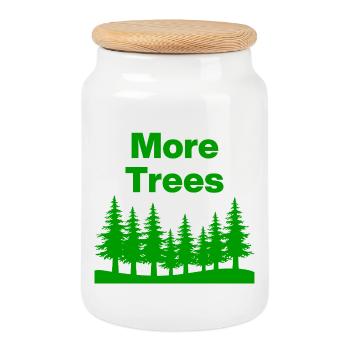More Trees – More Forest, More Life, Nature Lover - Cookie Jar with Wooden Lid - white - Front