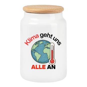 Climate concerns us all. Act now, Future now - Cookie Jar with Wooden Lid - white - Front