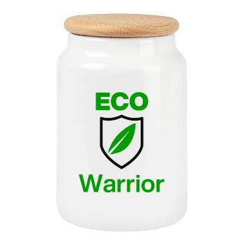Guerrier ECO. Mentalité verte, d’abord les écologies - Boîte à biscuits avec couvercle en bois - blanc - Devant