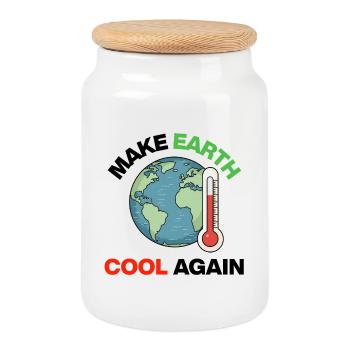 Make Earth Cool Again – Act Now - Cookie Jar with Wooden Lid - white - Front
