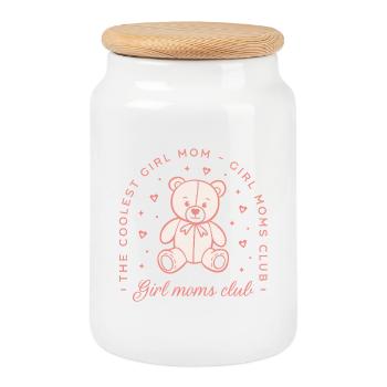 Club des mamans filles, esthétique rose de filles cool - Boîte à biscuits avec couvercle en bois - blanc - Devant