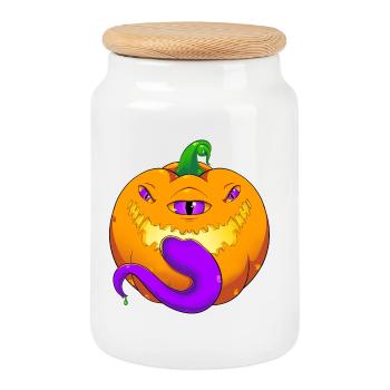 Mimic Pumpkin - Boîte à biscuits avec couvercle en bois - blanc - Devant