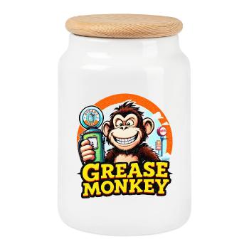GreaseMonkey Retro Fuel Pump - Cookie Jar with Wooden Lid - white - Front
