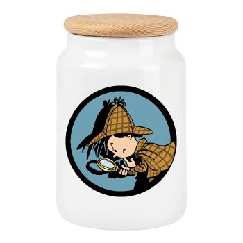 Detective Flo Collection - Cookie Jar with Wooden Lid - white - Front